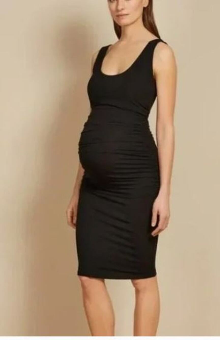 Isabella Oliver Ellis Side Ruched Maternity Tank Dress Black
